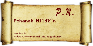 Pohanek Milán névjegykártya